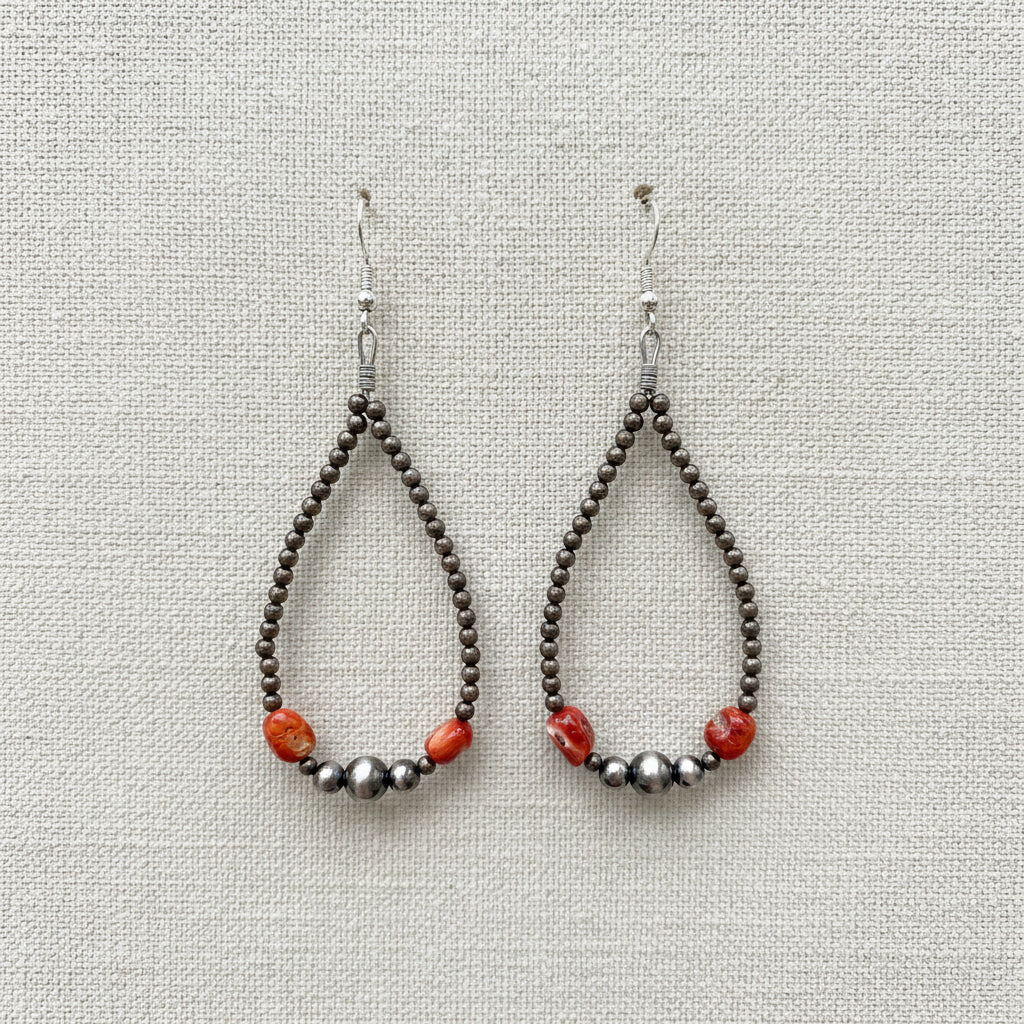 Big C Collection-Orange Spiny XL Desert Pearl Earrings