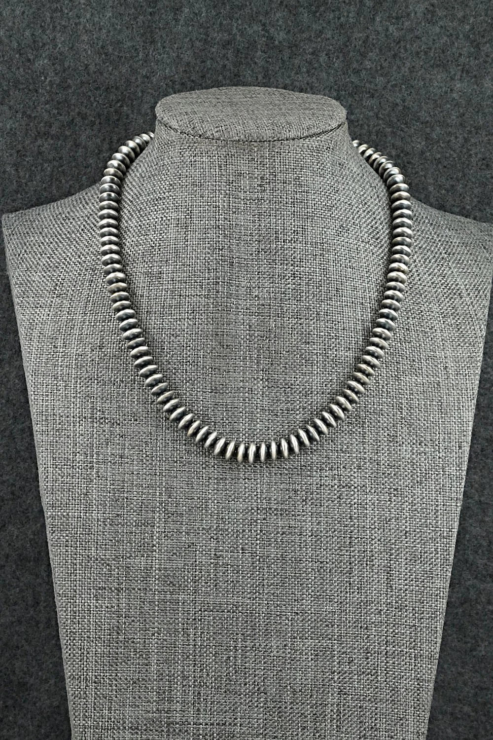 Sterling Silver Handmade Navajo Pearl Necklace- 14" 6mm Saucer Pearls by Bryannen Halwood