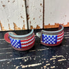 Vintage Seed Bead American Flag Inlay Sterling Hoops- Calvin Desson