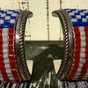 Vintage Seed Bead American Flag Inlay Sterling Hoops- Calvin Desson
