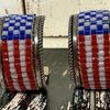 Vintage Seed Bead American Flag Inlay Sterling Hoops- Calvin Desson