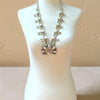 Thomas Francisco Navajo Sterling Silver & White Buffalo Squash Blossom Necklace