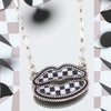 “Kiss My Grits” Western Checkered Lip Necklace – 18” + 3” Ext