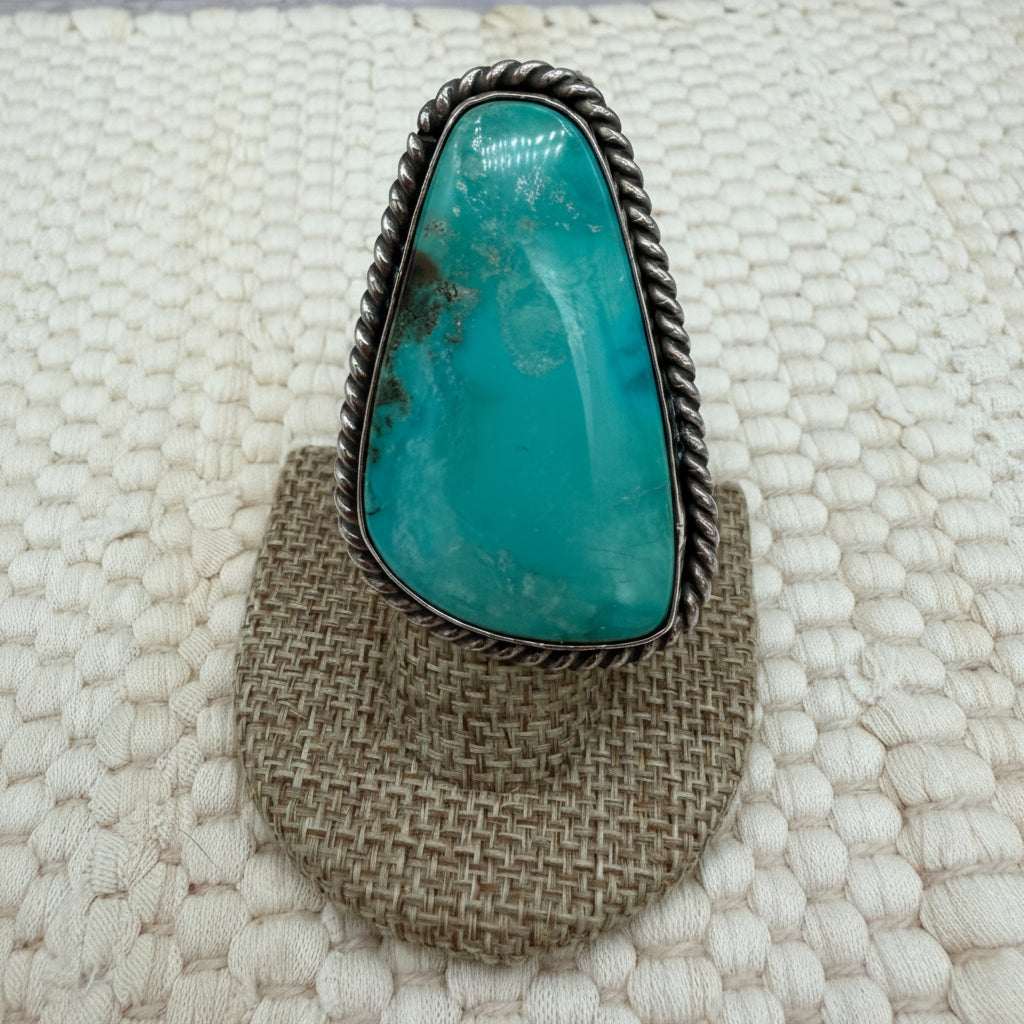 Bluebird Turquoise Statement Ring- 5.75 Silversmith Made