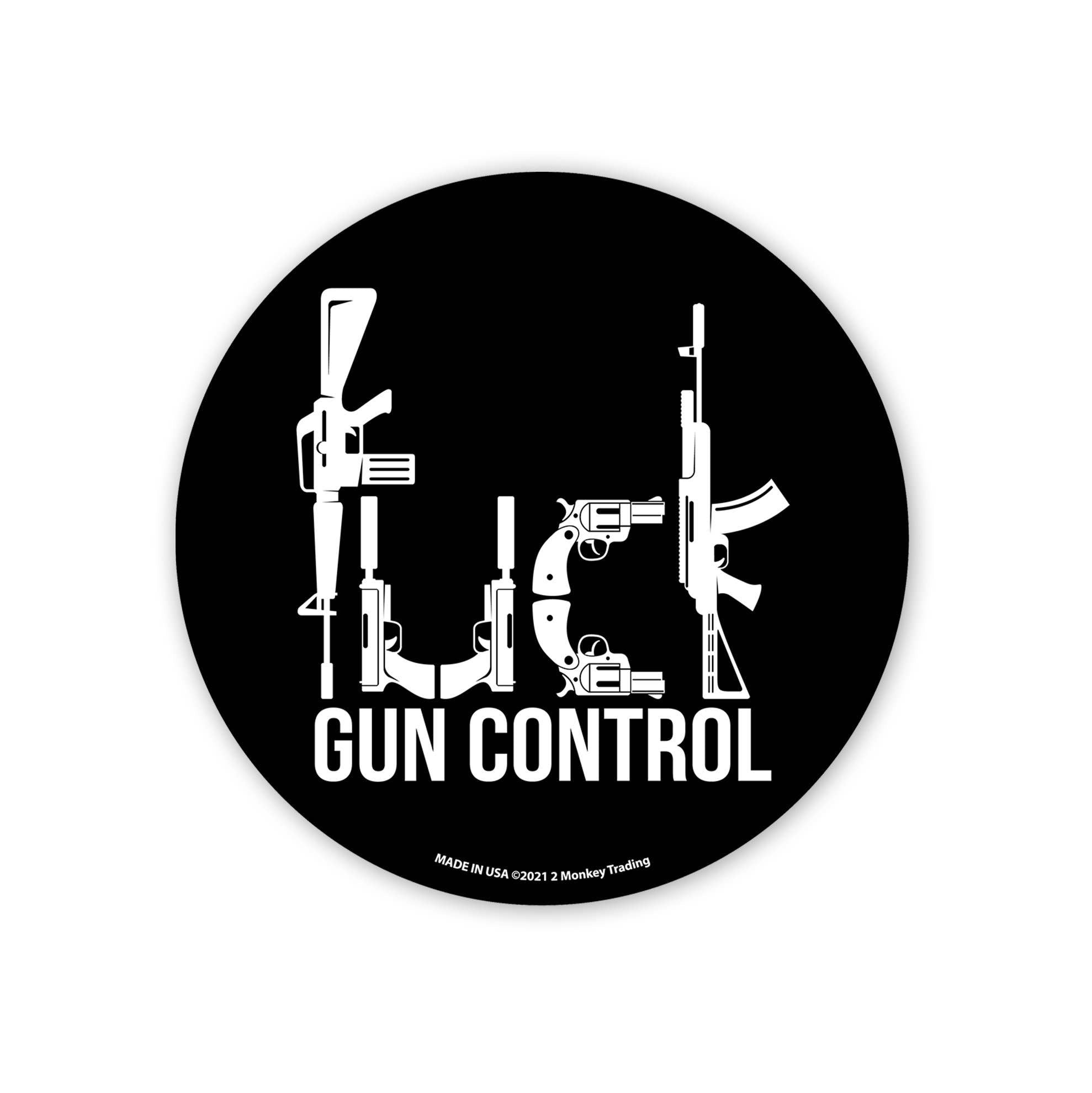F Gun Control - 4.5 x 4.5 in. Decal
