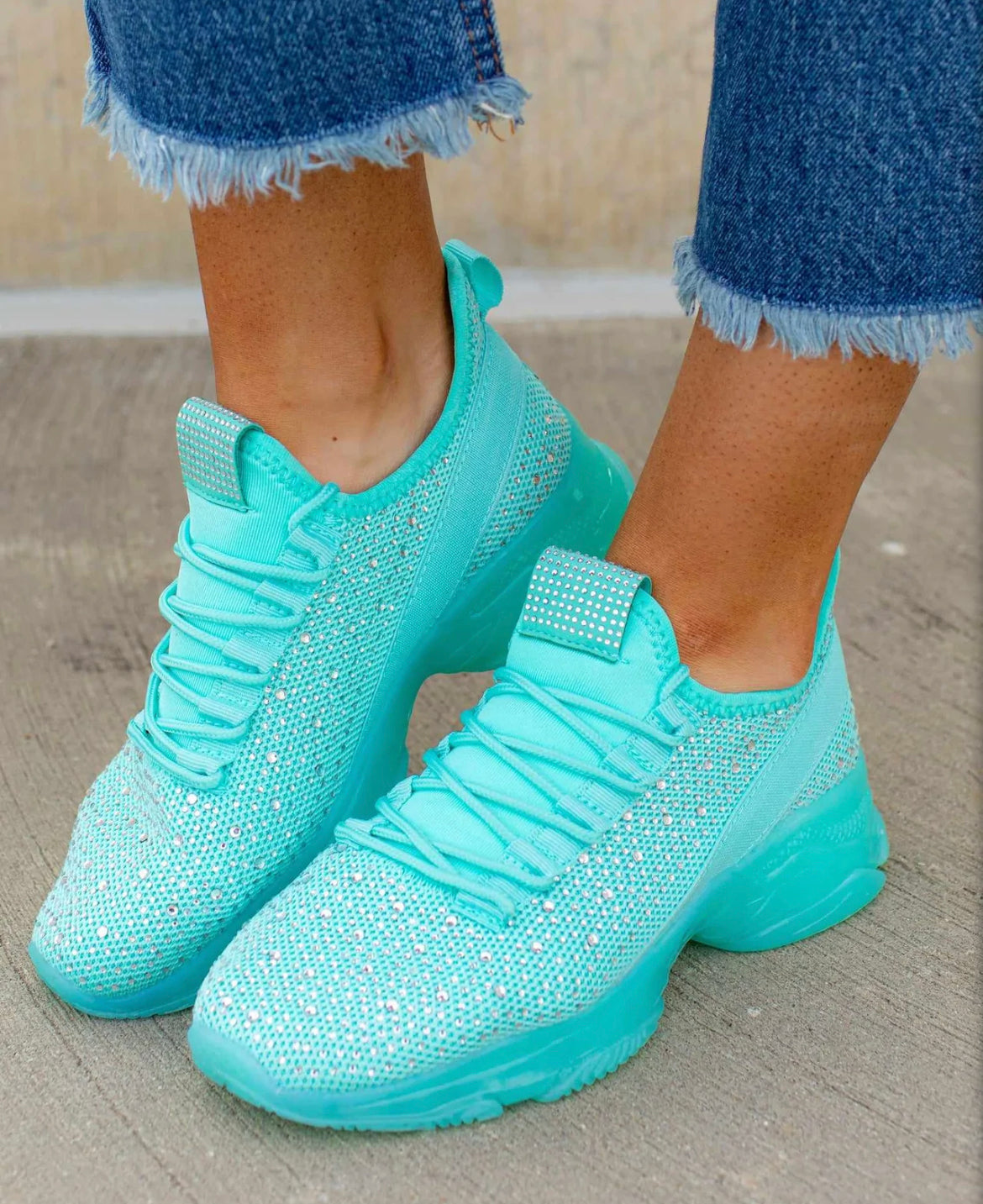 Turquoise Rhinestone Sneakers