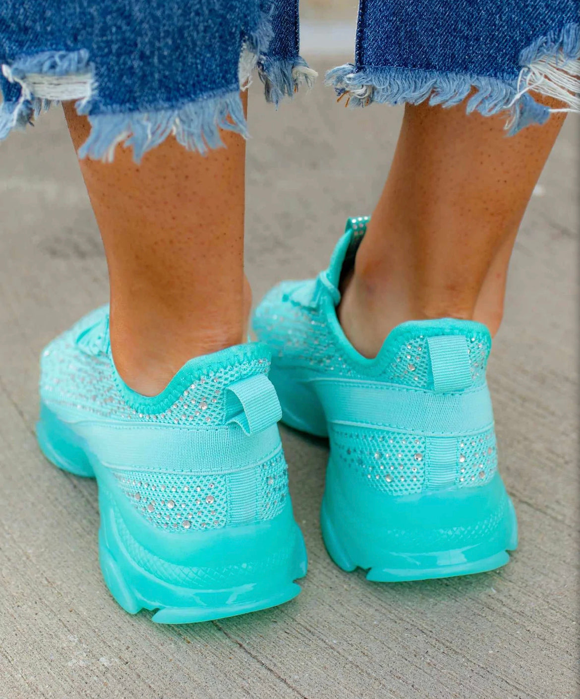 Turquoise Rhinestone Sneakers