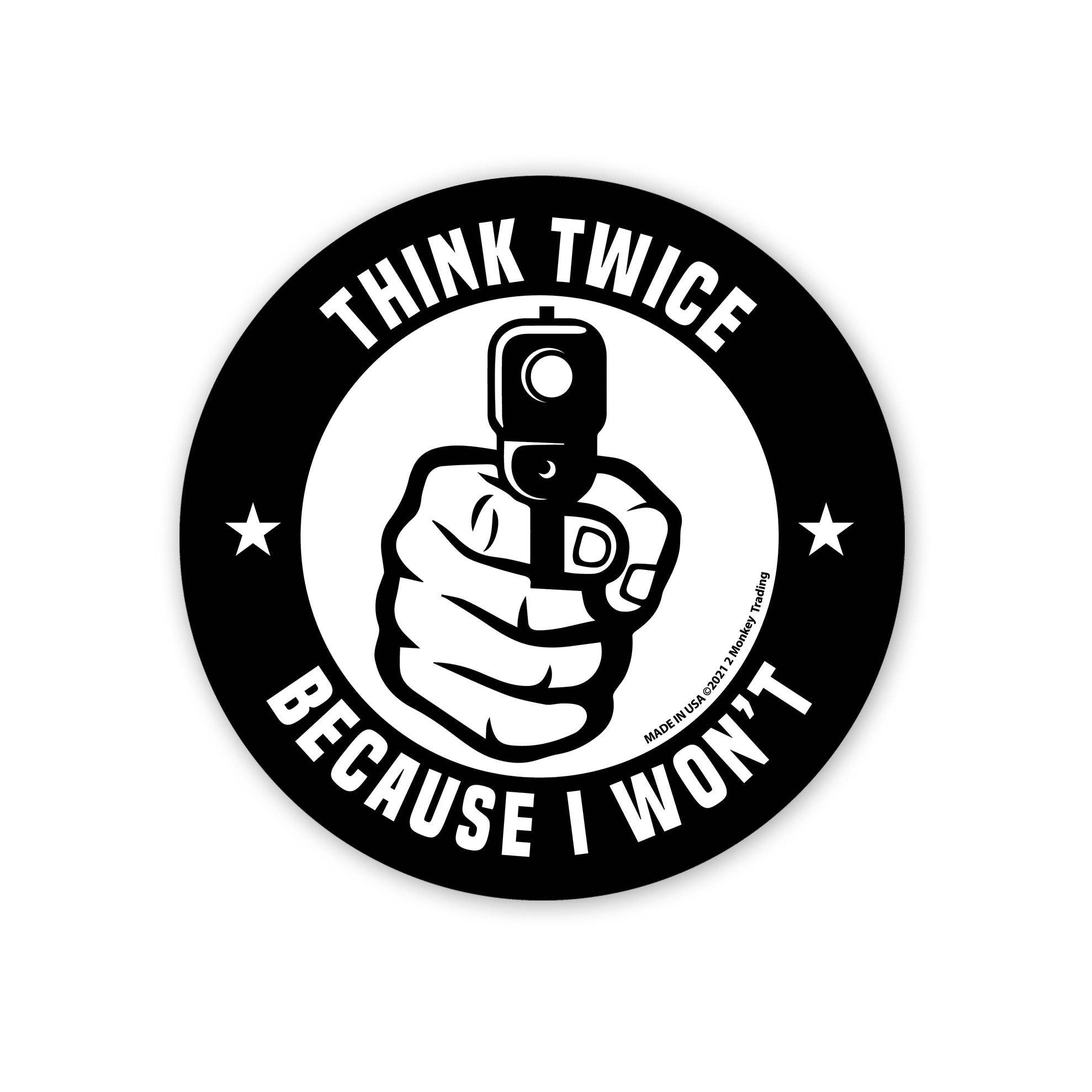 Lucky Shot - Think Twice - 4.5 x 4.5 in. Decal