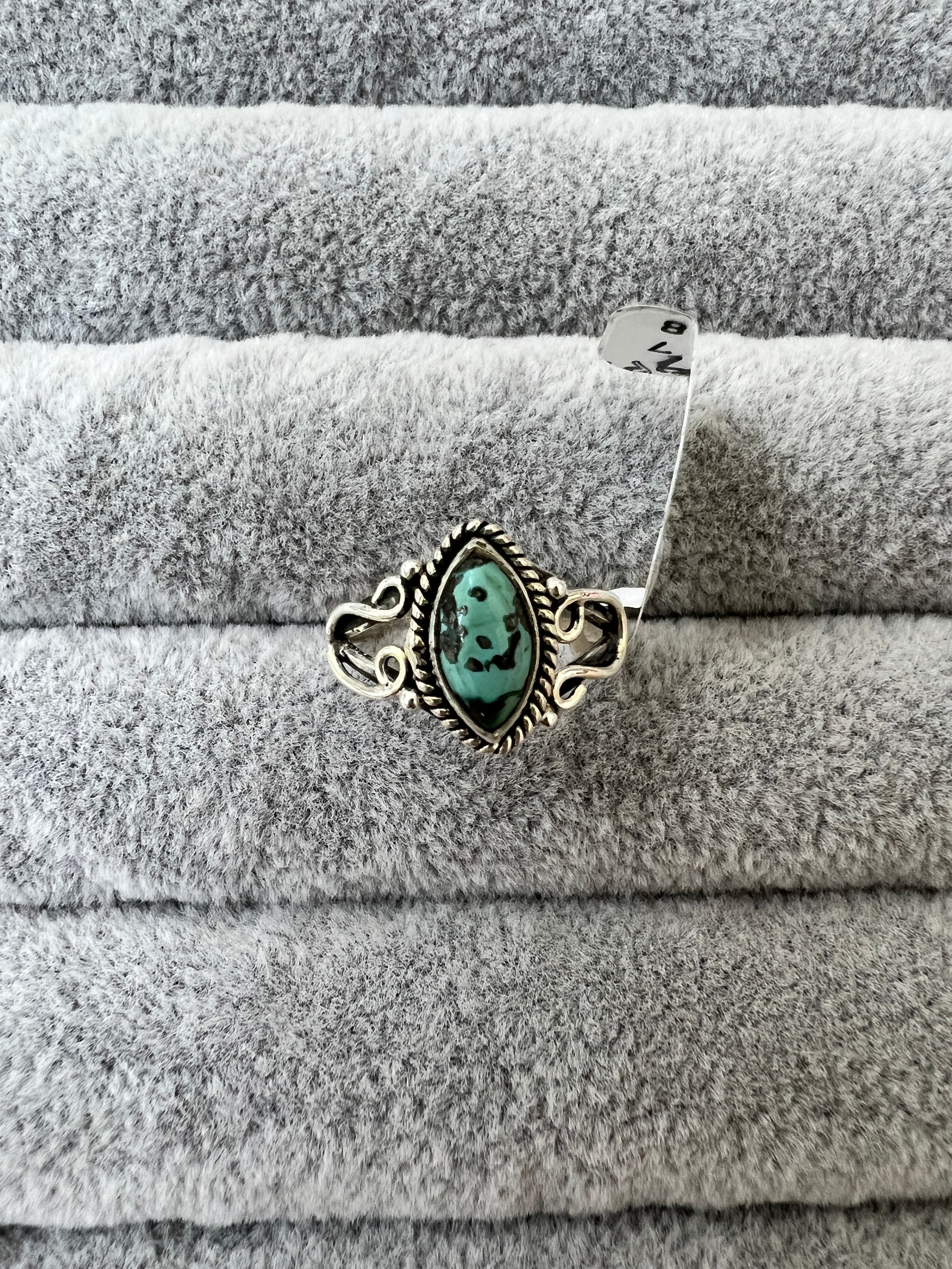 Cat Eye Tibetan Turquoise Sterling Silver Ring- Y'allternative Edge Exclusive